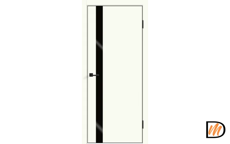 Дверное полотно Экошпон Galant Z1 700х2000 цвет Молочный Эмалит стекло Лакобель черное Левое/Правое VD025579