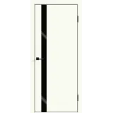 Дверное полотно Экошпон Galant Z1 800х2000 цвет Молочный Эмалит стекло Лакобель черное Левое/Правое VD025580