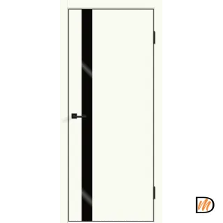 Дверное полотно Экошпон Galant Z1 800х2000 цвет Молочный Эмалит стекло Лакобель черное Левое/Правое VD025580
