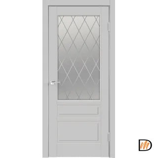 Дверное полотно Эмаль SCANDI 3V 900х2000 цвет Светло-серый стекло РОМБ Мателюкс Левое/Правое VD1001608