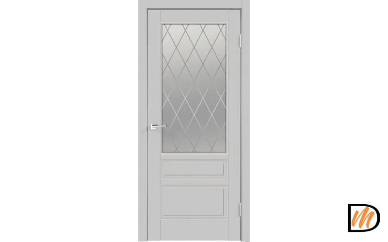 Дверное полотно Эмаль SCANDI 3V 900х2000 цвет Светло-серый стекло РОМБ Мателюкс Левое/Правое VD1001608