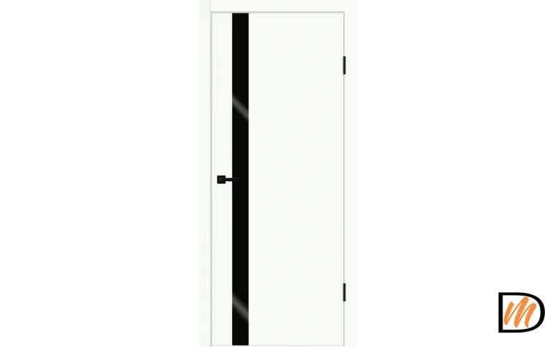 Дверное полотно EMALUX Galant Z1 600х2000 цвет Белый Опал стекло Лакобель черное Левое/Правое VD1300471