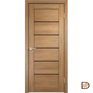 Дверное полотно Экошпон LINEA 1 600х2000 цвет Дуб золотой (арт. 14012) стекло Лакобель черное Левое/Правое VD161514