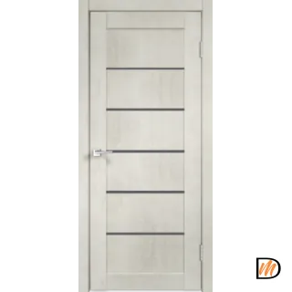 Дверное полотно Экошпон LINEA 1 600х2000 цвет Муар снежный стекло Мателюкс Графит Левое/Правое VD162483