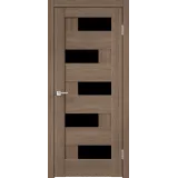 Дверное полотно Экошпон PREMIER 5 900х2000 цвет Ильм Европейский стекло Лакобель черное Левое/Правое VD800214