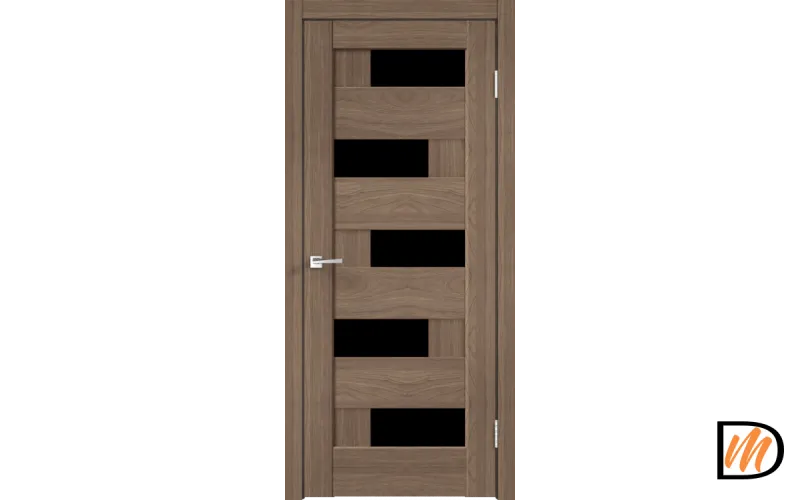 Дверное полотно Экошпон PREMIER 5 900х2000 цвет Ильм Европейский стекло Лакобель черное Левое/Правое VD800214