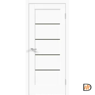 Дверное полотно Экошпон PREMIER 1 800х2000 цвет Белый Эмалит стекло Лакобель черное Левое/Правое VD804965