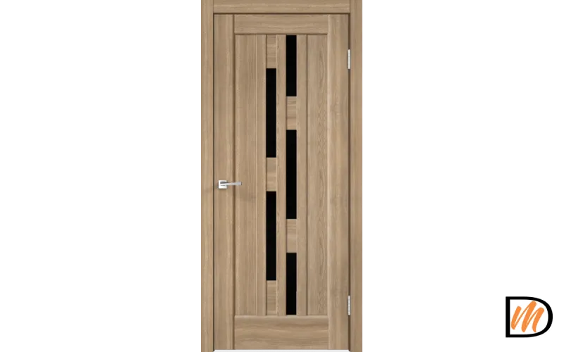 Дверное полотно Экошпон PREMIER 8 700х2000 цвет Дуб Европейский стекло Лакобель черное Левое/Правое VD805362