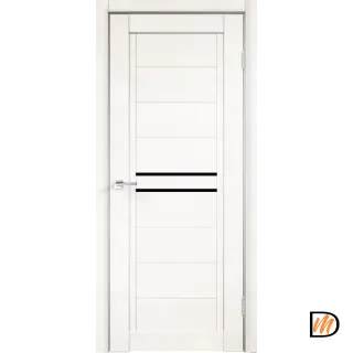 Дверное полотно Экошпон NEXT 2 800х2000 цвет Белый Эмалит стекло Лакобель черное Левое/Правое VD820007