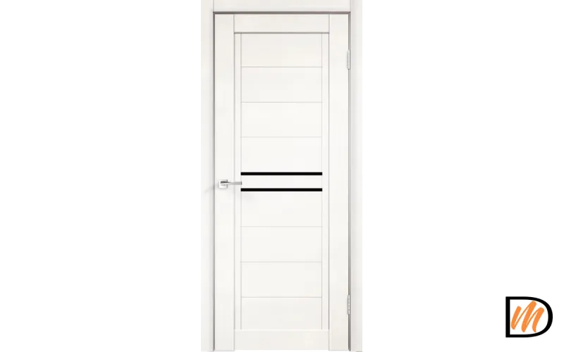 Дверное полотно Экошпон NEXT 2 900х2000 цвет Белый Эмалит стекло Лакобель черное Левое/Правое VD820008