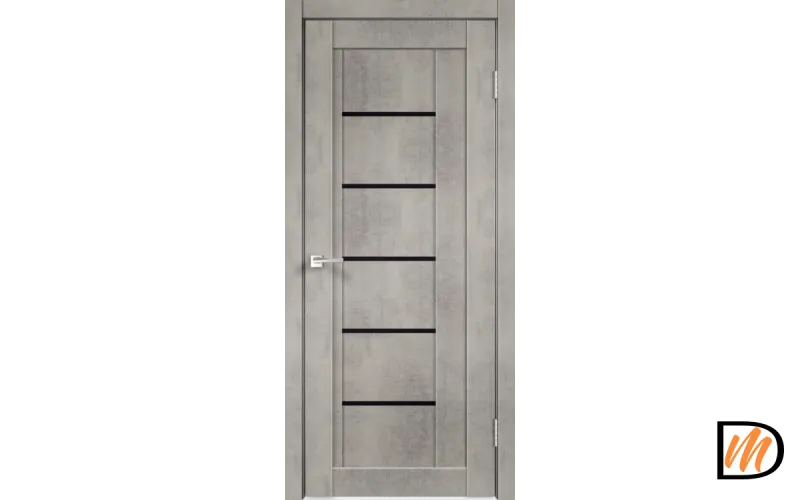 Дверное полотно Экошпон NEXT 3 700х2000 цвет Муар светло-серый стекло Лакобель черное Левое/Правое VD820033