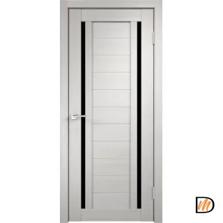 Дверное полотно Экошпон DUPLEX 2 600х2000 цвет Дуб белый стекло Лакобель черное Левое/Правое VD011510