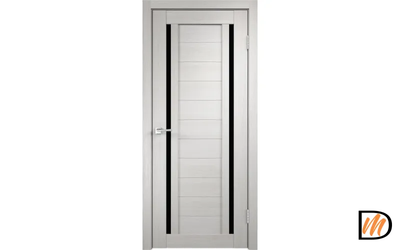 Дверное полотно Экошпон DUPLEX 2 600х2000 цвет Дуб белый стекло Лакобель черное Левое/Правое VD011510