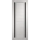 Дверное полотно Экошпон DUPLEX 2 700х2000 цвет Дуб белый стекло Лакобель черное Левое/Правое VD011512
