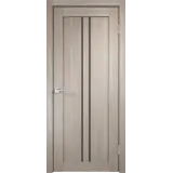 Дверное полотно Экошпон LINEA 2 900х2000 цвет Капучино стекло Лакобель черное Левое/Правое VD013145