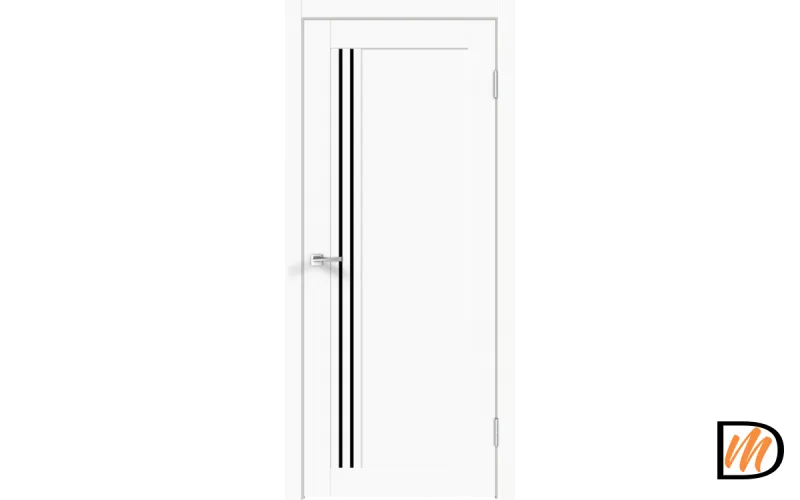 Дверное полотно Экошпон XLINE 8 800х2000 цвет Белый Эмалит стекло Лакобель черное Левое/Правое VD017427