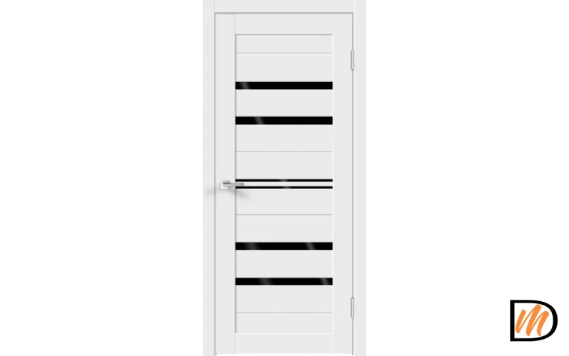 Дверное полотно Экошпон XLINE 6 900х2000 цвет Белый Эмалит стекло Лакобель черное Левое/Правое VD018159