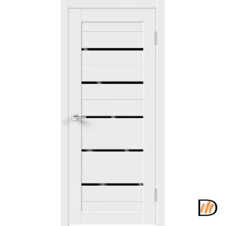 Дверное полотно Экошпон XLINE 15 700х2000 цвет Белый Эмалит стекло Лакобель черное Левое/Правое VD018163