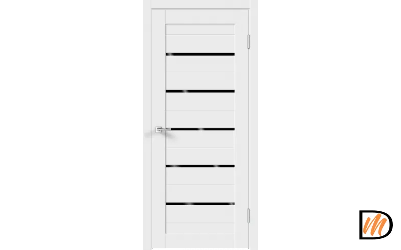 Дверное полотно Экошпон XLINE 15 700х2000 цвет Белый Эмалит стекло Лакобель черное Левое/Правое VD018163