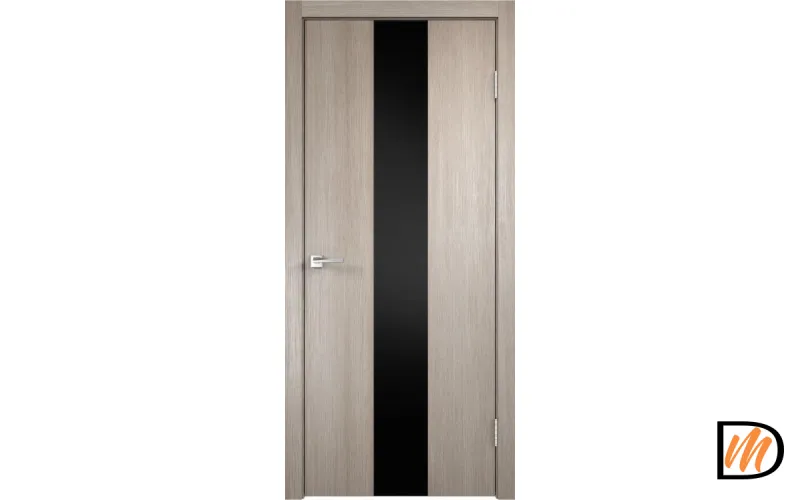 Дверное полотно Экошпон SMART Z2 800х2000 цвет Капучино стекло Лакобель черное Левое/Правое VD020992