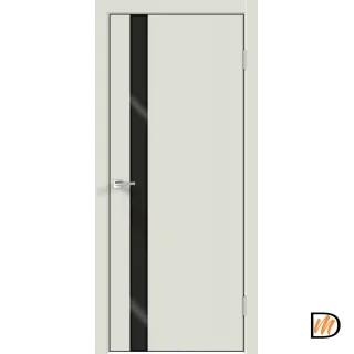 Дверное полотно Экошпон Galant Z1 600х2000 цвет Светло-серый Эмалит стекло Лакобель черное Левое/Правое VD025487