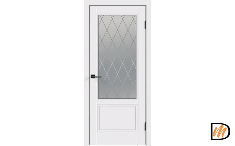 Дверное полотно Эмаль SCANDI 2V 700х2000 цвет Белый стекло РОМБ светлый Левое/Правое VD1000045