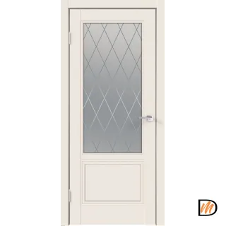 Дверное полотно Эмаль SCANDI 2V 900х2000 цвет Слоновая кость стекло РОМБ Мателюкс Левое VD1000342