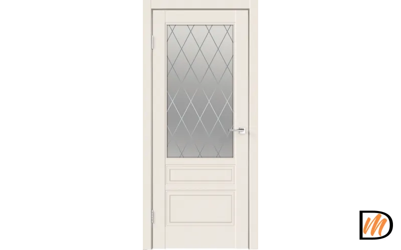 Дверное полотно Эмаль SCANDI 3V 800х2000 цвет Слоновая кость стекло РОМБ Мателюкс Левое VD1000389