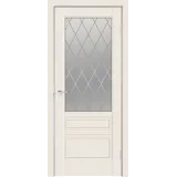 Дверное полотно Эмаль SCANDI 3V 800х2000 цвет Слоновая кость стекло РОМБ Мателюкс Правое VD1000390