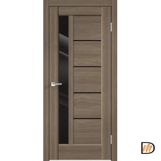 Дверное полотно Экошпон PREMIER 3 600х2000 цвет Ильм Европейский стекло Лакобель черное Левое/Правое VD800153