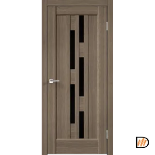 Дверное полотно Экошпон PREMIER 8 800х2000 цвет Ильм Европейский стекло Лакобель черное Левое/Правое VD804691