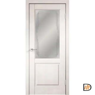 Дверное полотно Экошпон VILLA 2V 600х2000 цвет Белый Эмалит стекло Грани Мателюкс Левое/Правое VD810486