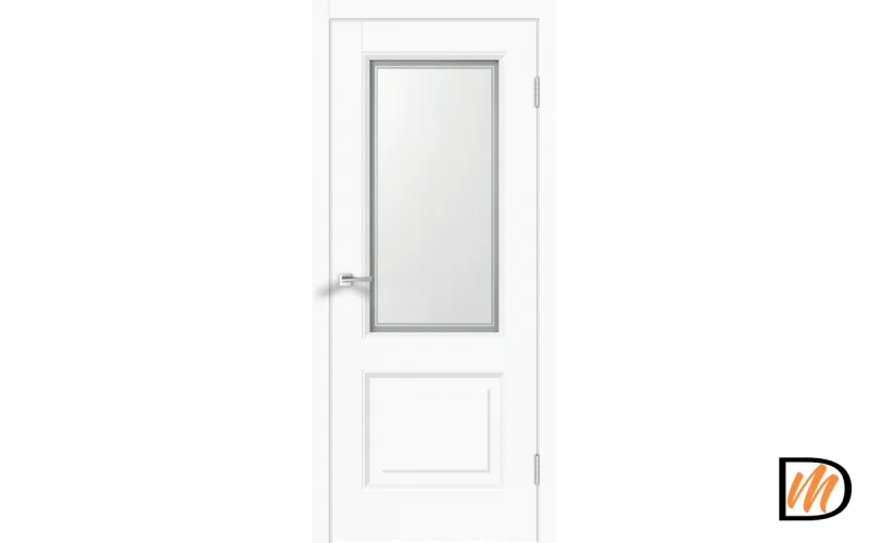 Дверное полотно Экошпон ALTO 6 900х2000 цвет Белый Эмалит стекло Мателюкс, контур №1 Левое/Правое VD810548