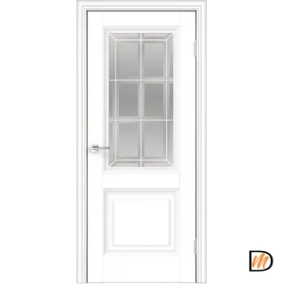 Дверное полотно Экошпон ALTO 8 900х2000 цвет Белый Эмалит стекло Английская Решетка Левое/Правое VD810688