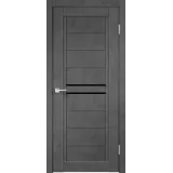 Дверное полотно Экошпон NEXT 2 800х2000 цвет Муар темно-серый стекло Лакобель черное Левое/Правое VD820015