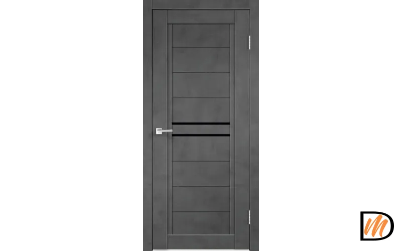 Дверное полотно Экошпон NEXT 2 800х2000 цвет Муар темно-серый стекло Лакобель черное Левое/Правое VD820015