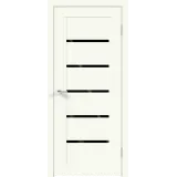 Дверное полотно Экошпон NEXT 1 900х2000 цвет Молочный Эмалит стекло Лакобель черное Левое/Правое VD820356