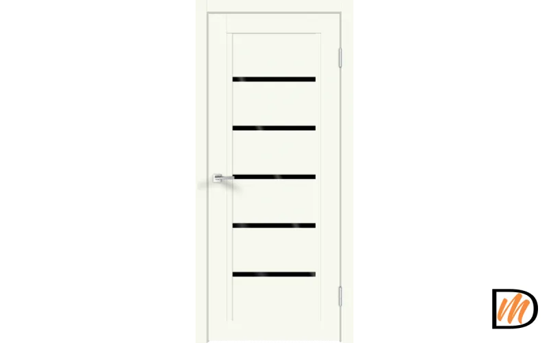 Дверное полотно Экошпон NEXT 1 900х2000 цвет Молочный Эмалит стекло Лакобель черное Левое/Правое VD820356