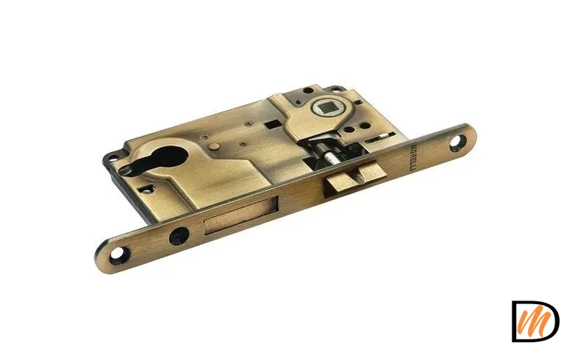 Замок с ригелем под ключевой цилиндр L1885 бронза античная  MSK-9011249