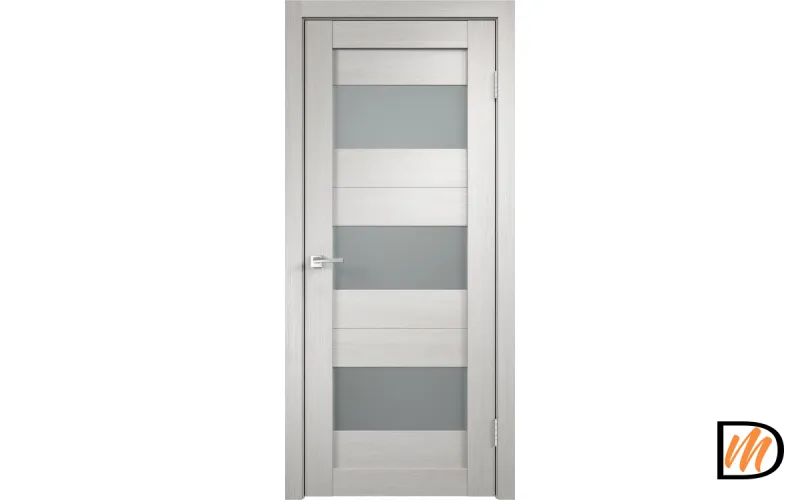 Дверное полотно Экошпон DUPLEX 5 800х2000 цвет Дуб белый стекло Мателюкс Левое/Правое VD011466