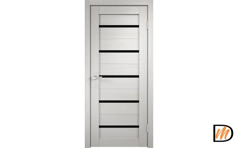 Дверное полотно Экошпон DUPLEX 600х2000 цвет Дуб белый стекло Лакобель черное Левое/Правое VD011480