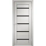 Дверное полотно Экошпон DUPLEX 700х2000 цвет Дуб белый стекло Лакобель черное Левое/Правое VD011482