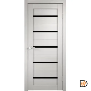 Дверное полотно Экошпон DUPLEX 800х2000 цвет Дуб белый стекло Лакобель черное Левое/Правое VD011483