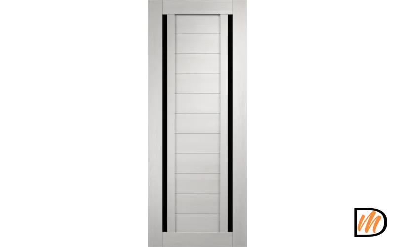 Дверное полотно Экошпон DUPLEX 2 800х2000 цвет Дуб белый стекло Лакобель черное Левое/Правое VD011516