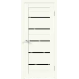 Дверное полотно Экошпон XLINE 15 800х2000 цвет Молочный Эмалит стекло Лакобель черное Левое/Правое VD018168