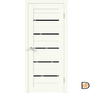 Дверное полотно Экошпон XLINE 15 800х2000 цвет Молочный Эмалит стекло Лакобель черное Левое/Правое VD018168