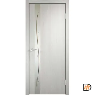 Дверное полотно Экошпон SMART Z1 900х2000 цвет Дуб белый зеркало Веточки Левое/Правое VD021165