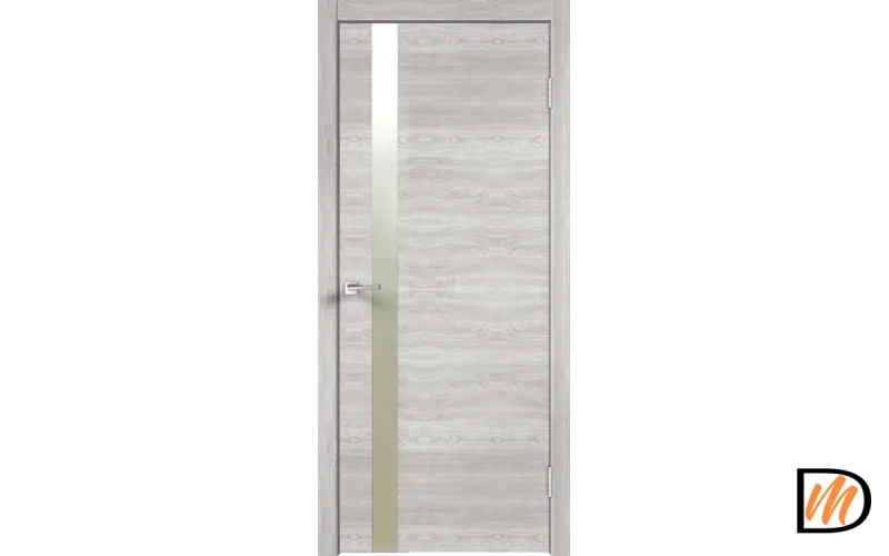 Дверное полотно Экошпон SMART Z1 800х2000 цвет Дуб дымчатый горизонт зеркало Матированное Левое/Правое VD023088