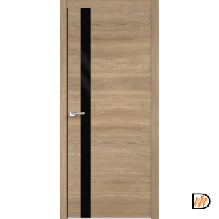 Дверное полотно Экошпон TECHNO BLACK Z1 800х2000 цвет Дуб Европейский горизонт стекло Лакобель черное Левое/Правое VD081358