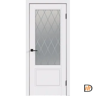 Дверное полотно Эмаль SCANDI 2V 800х2000 цвет Белый стекло РОМБ светлый Левое/Правое VD1000046